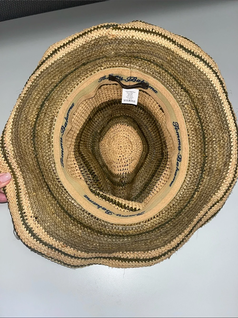 Woven Straw Sun Hat with Natural and Olive Tones / wired ends